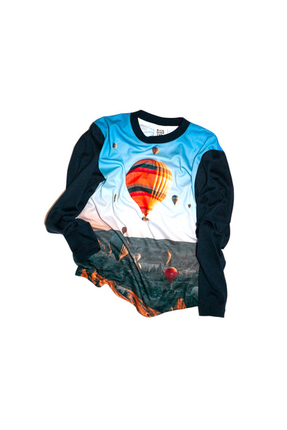 PHOTO PRINT SLIM FIT L/S TEE (NAVY)