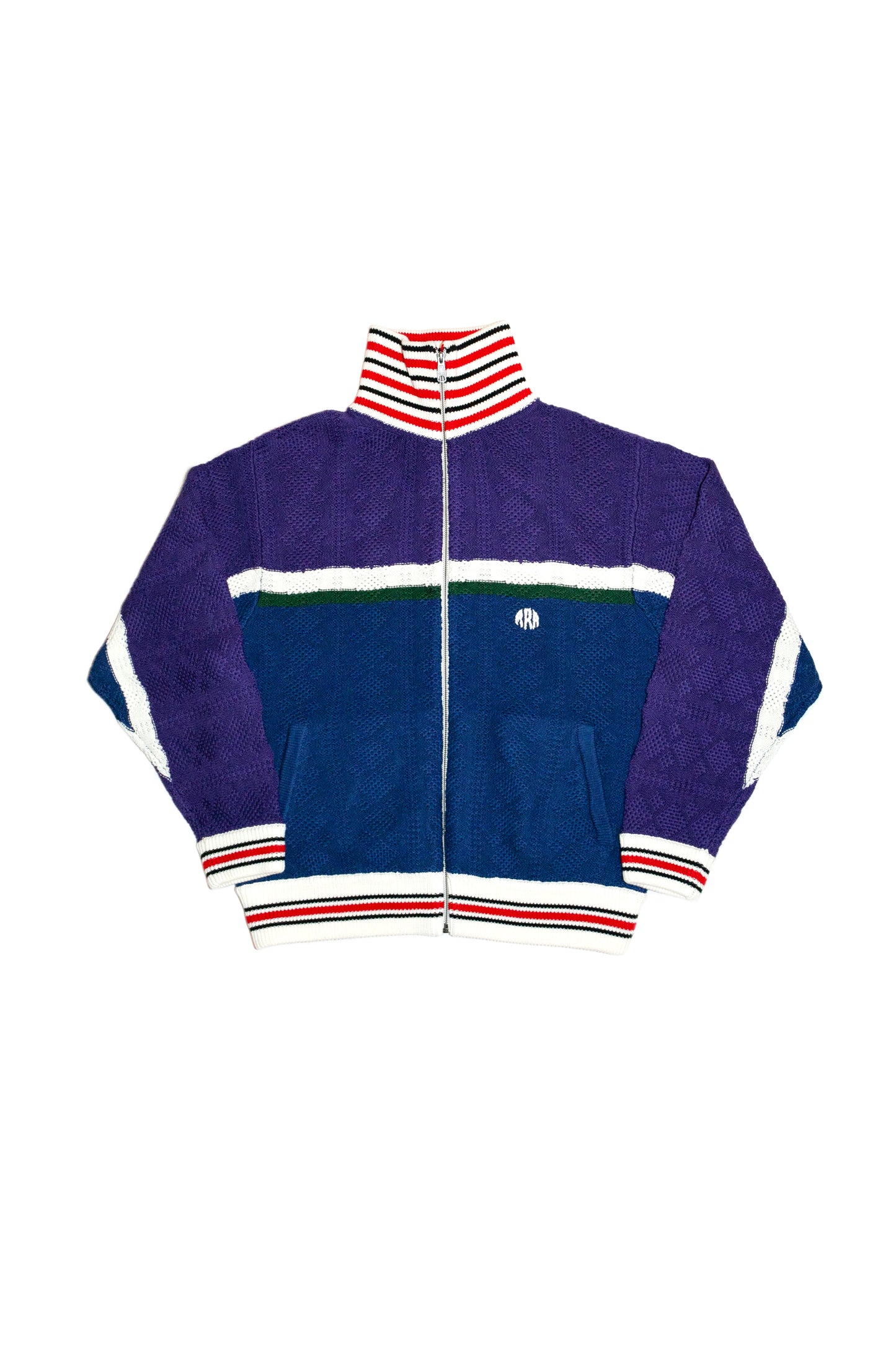 MULTICOLOR KNITTED TRACK JACKET  (PURPLE)
